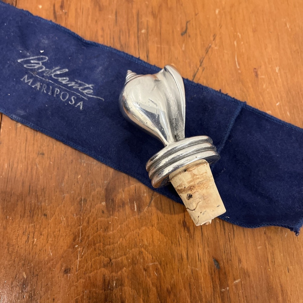 Mariposa Sea Shell Seashell Wine Bottle Stopper Recycled Aluminum Beach‎ Cork